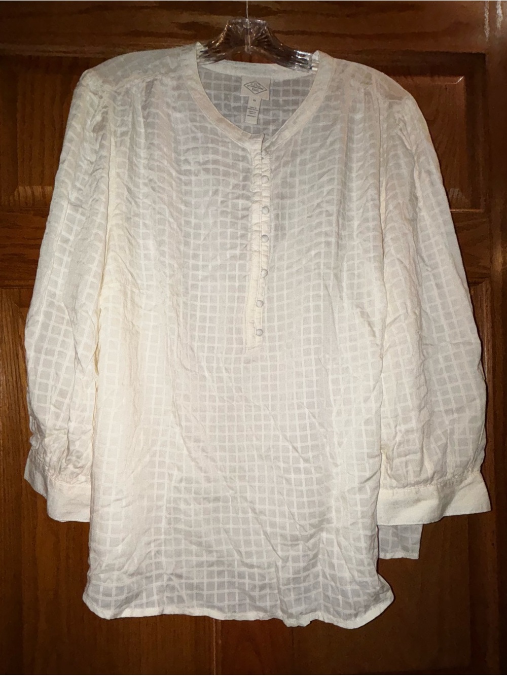 St. John's Bay Cream Textured Henley Blouse
